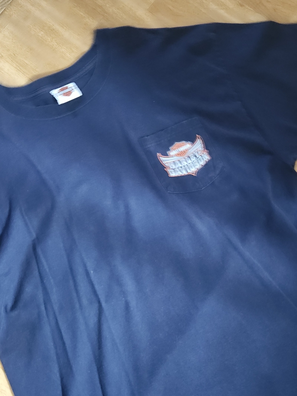 Harley-Davidson Navy Blue Pocket Tee with Orange Logo